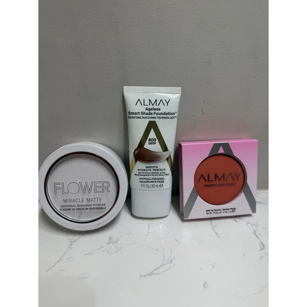 Makeup Bundle Almay Foundation 800 Deep + Healthy Hue Blush 200 + Flower Powder